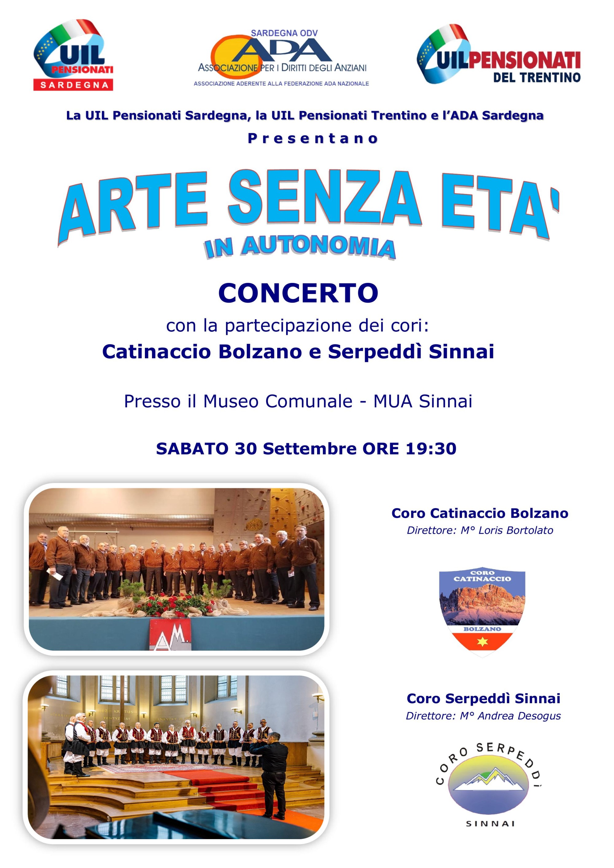 locandina concerto 30 09 2023 coro Sinnai e Bolzano